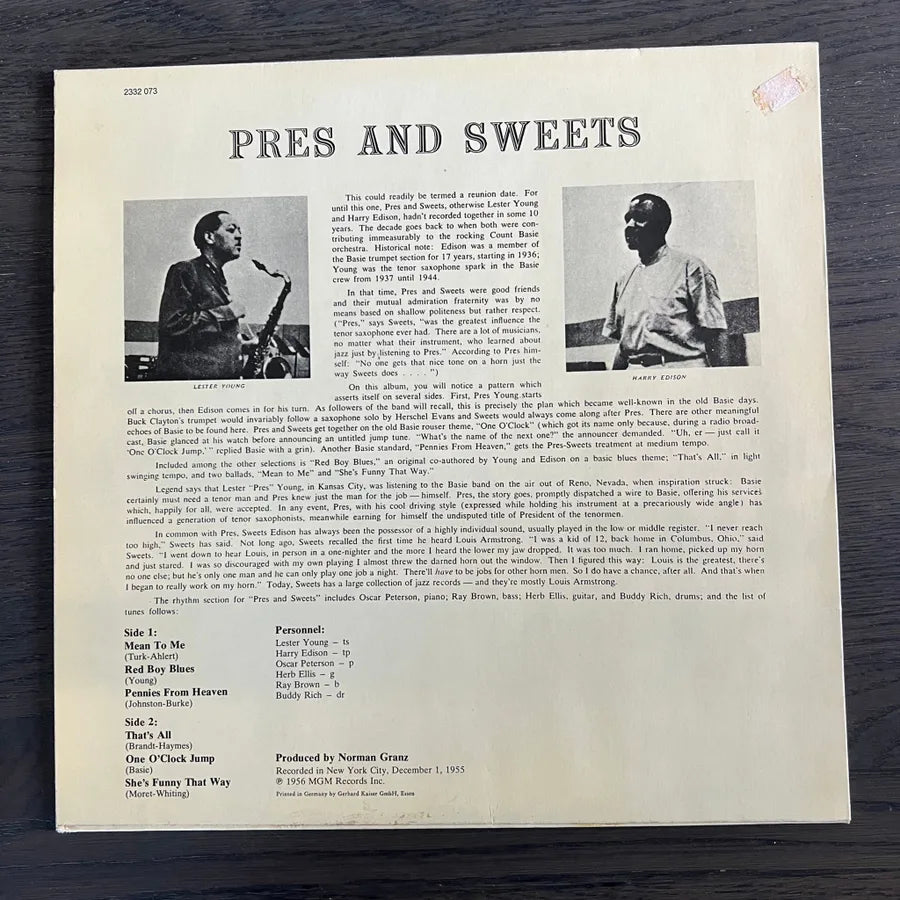 Lester Young/Harry Edison - Pres&Sweets 1956/Jazz