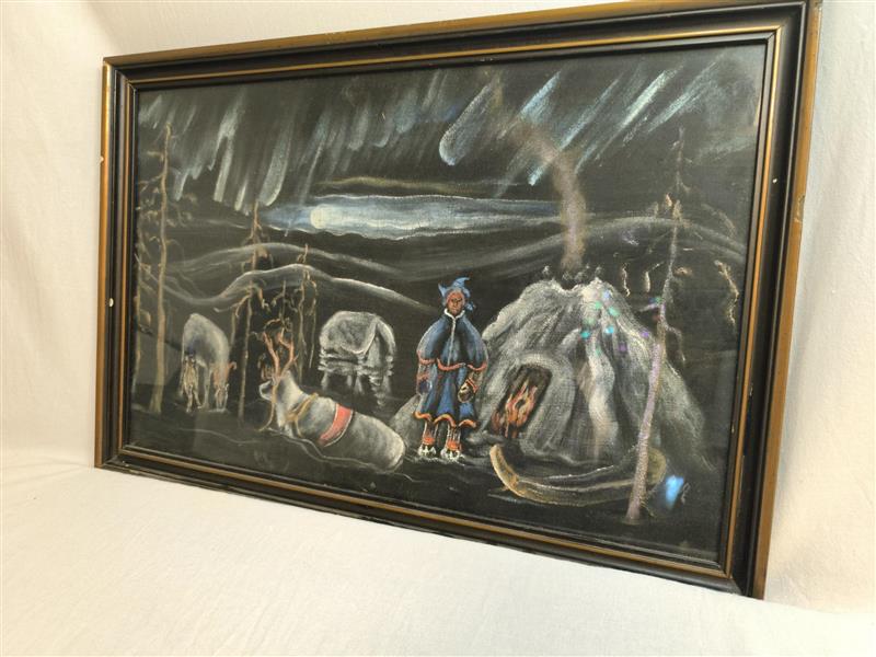 Winter Scene with Reindeer (55 × 37 cm)