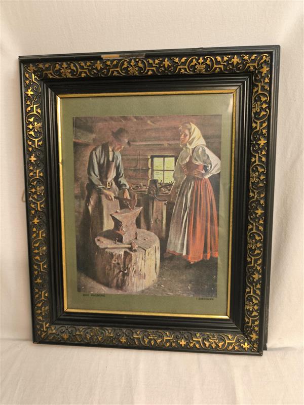 Painting – "The Blacksmith" by J. Brennan (42 × 35 × 4 cm)